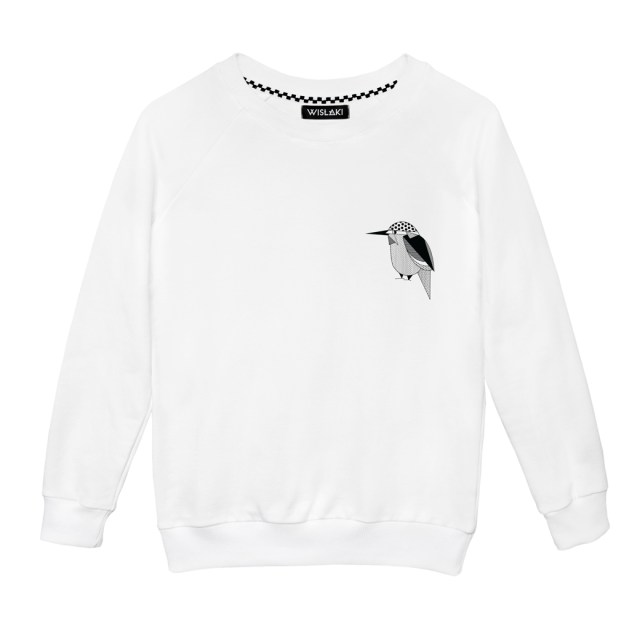 s WISŁAKI_bluza biała reglan emblemat zimorodek